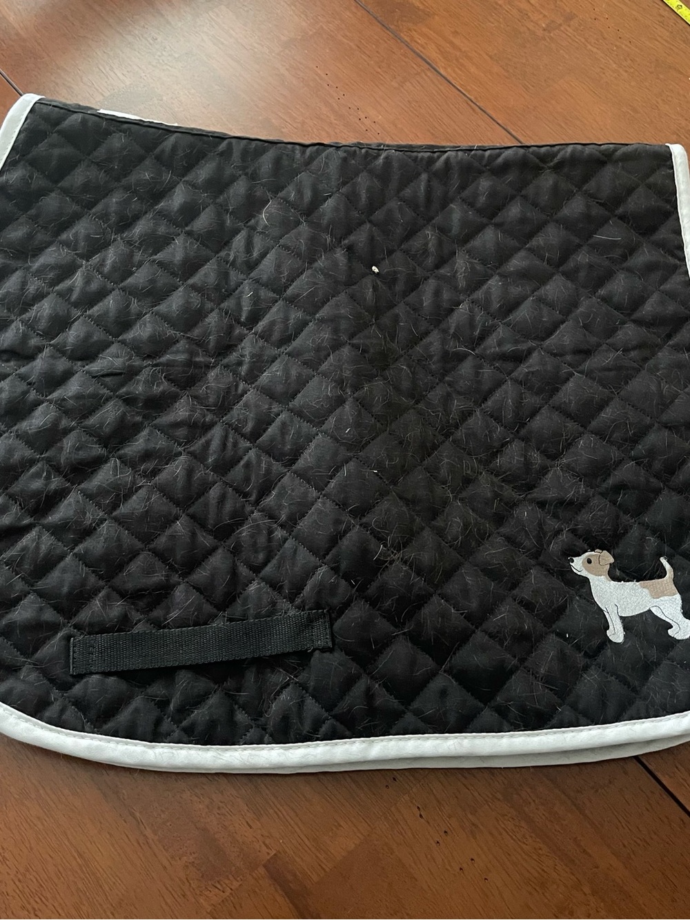 Lettia Black Quilted Saddle Pad with Dog Embroidery